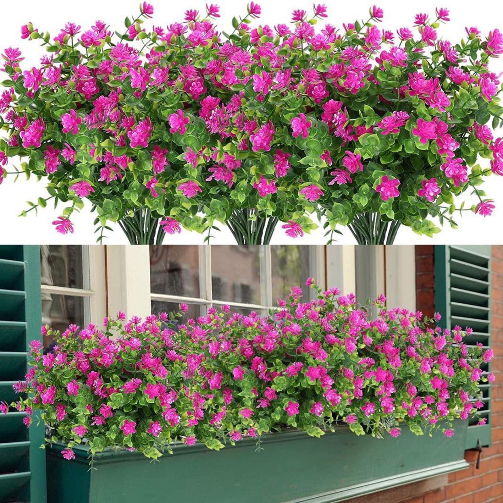 1 Bundles Artificial Flowers Outdoor, Artificial UVResistant Plastic Flower for Hanging Planter Porch Window Home Wedding Spring Summer Decor