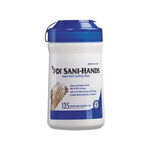 Sani-Hands ALC Instant Hand Sanitizing Wipes 7.5x6, White, 135/Canister,12/Ctn