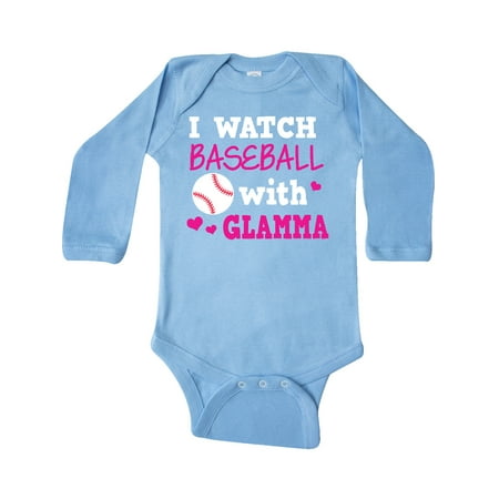 

Inktastic I Watch Baseball with My Glamma Gift Baby Boy or Baby Girl Long Sleeve Bodysuit