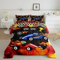 thumbnail image 2 of Feelyou Cartoon Race Car Queen Comforter Set for Teens, Automobile Sport Bedding Sets, Happy Birthday Party Reversible Bedding Comforter Set, Lightweight Room Decor, 3 Pieces, 2 of 8