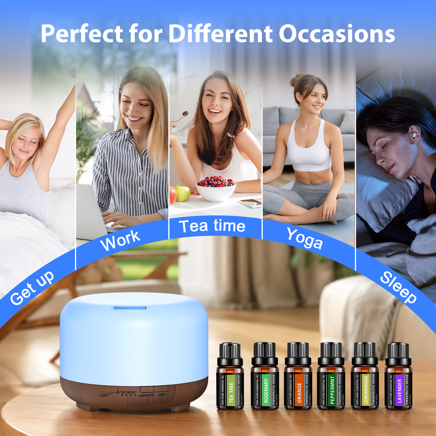 Fimilo Essential Oil Diffuser, 500ml, With 6 Essential Oils photo 6