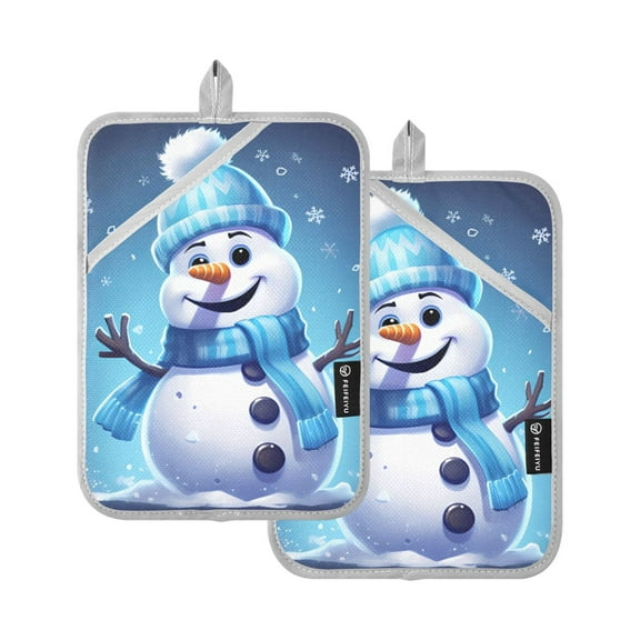ALAZA Christmas Snowman Pot Holders Set of 2 Heat Resistant Kitchen Oven Mitts