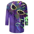 thumbnail image 4 of Tbopshirt 3/4 Sleeve Tops for Women,Mardi Gras Clothing,Women Gifts for Hers Casual Shirts Pullover Loose Tunic Tops Print Blouse,Womens Tops, 4 of 5