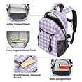 thumbnail image 5 of JIALIOU 14" Laptop Backpack Waterproof Airline Approved Stylish Casual Daypack for Travel Business College Work, Purple Gingham, 5 of 8