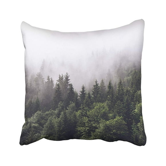 BSDHOME Forested Mountain Slope In Low Lying Cloud With The Evergreen Conifers Shrouded Mist Pillowcase Pillow Cushion Cover 18x18 inches