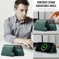thumbnail image 6 of For Samsung Galaxy S25 Edge PU Leather Wallet Phone Case,Compatible with Mag-Safe,Magnetic Detachable Card Holder,Back Flip Kickstand,2-in-1 Heavy Duty Shockproof RFID Blocking Phone Case,Green, 6 of 10