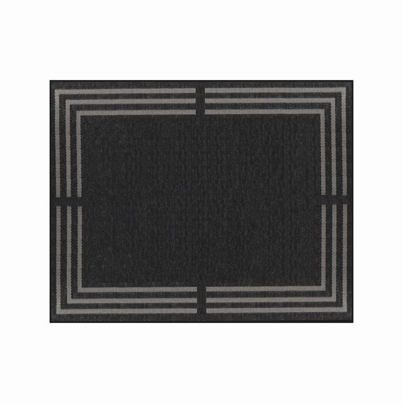 Tapis extérieur à tissage plat gris charbon 244 cm x 305 cm HOMETRENDS, bordure 3 lignes