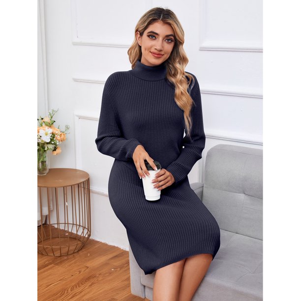 navy blue sweater dress outfit Navy Scalloped Sweater Mini Dress - All Dresses