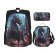 thumbnail image 1 of Bingfone Urban Mechanical Dragon for Backpack Lunch Bag Pencil Case Set, Large Capacity School Backpack Combination Three-piece Set, Unisex, 1 of 7