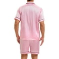 thumbnail image 3 of INSPIRE CHIC Men's Satin Sleepwear Short Sleeve Nightwear Shorts Summer Pajamas Set 2 Pieces S Pink, 3 of 6