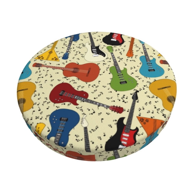 Balery Different Kind Of Guitars Fundas de asiento para taburete de bar redondo de tela de terciopelo ajustables que protegen de arañazos y manchas para sillas de 14 a 17 pulgadas.-13 inch