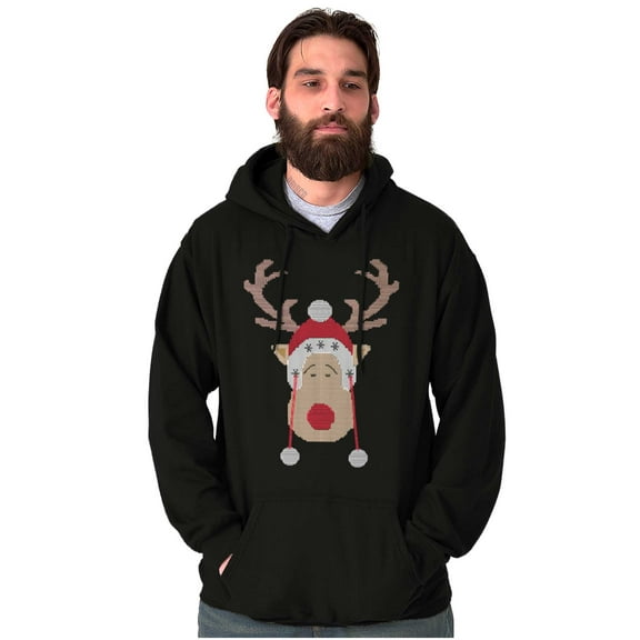 Christmas Rudolph Reindeer Stitch Hoodie Sweatshirt Women Men Brisco Brands S