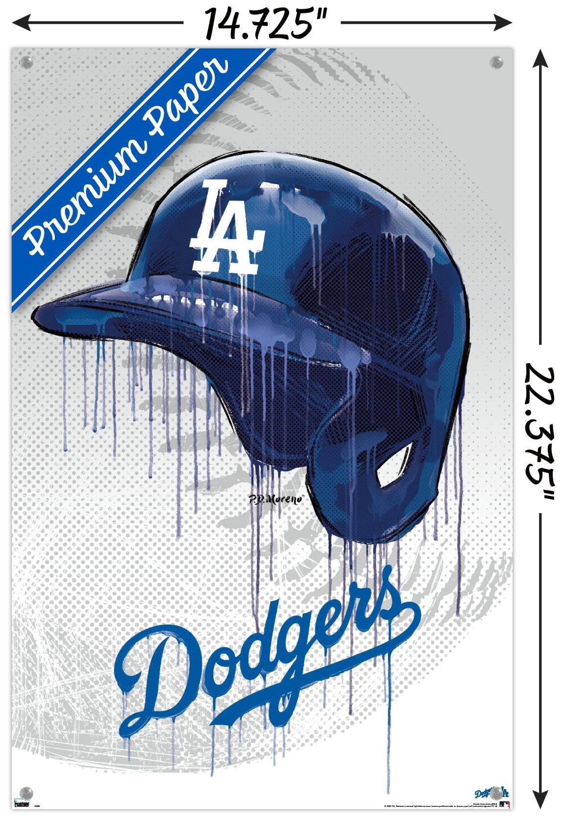 MLB Los Angeles Dodgers - Drip Helmet 20 Wall Poster with Push Pins, 14.725" x 22.375"