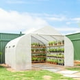 thumbnail image 2 of Outsunny 15'x10'x7' Heavy Duty Walk-in Tunnel Greenhouse Gardening Planting Shed Warm Green House White, 2 of 10