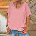 thumbnail image 2 of Timegard Tops for Women V Neck Short Sleeve Comfy Solid Color Loose Blouse Casual Basic Tee Shirts Tops, 2 of 5