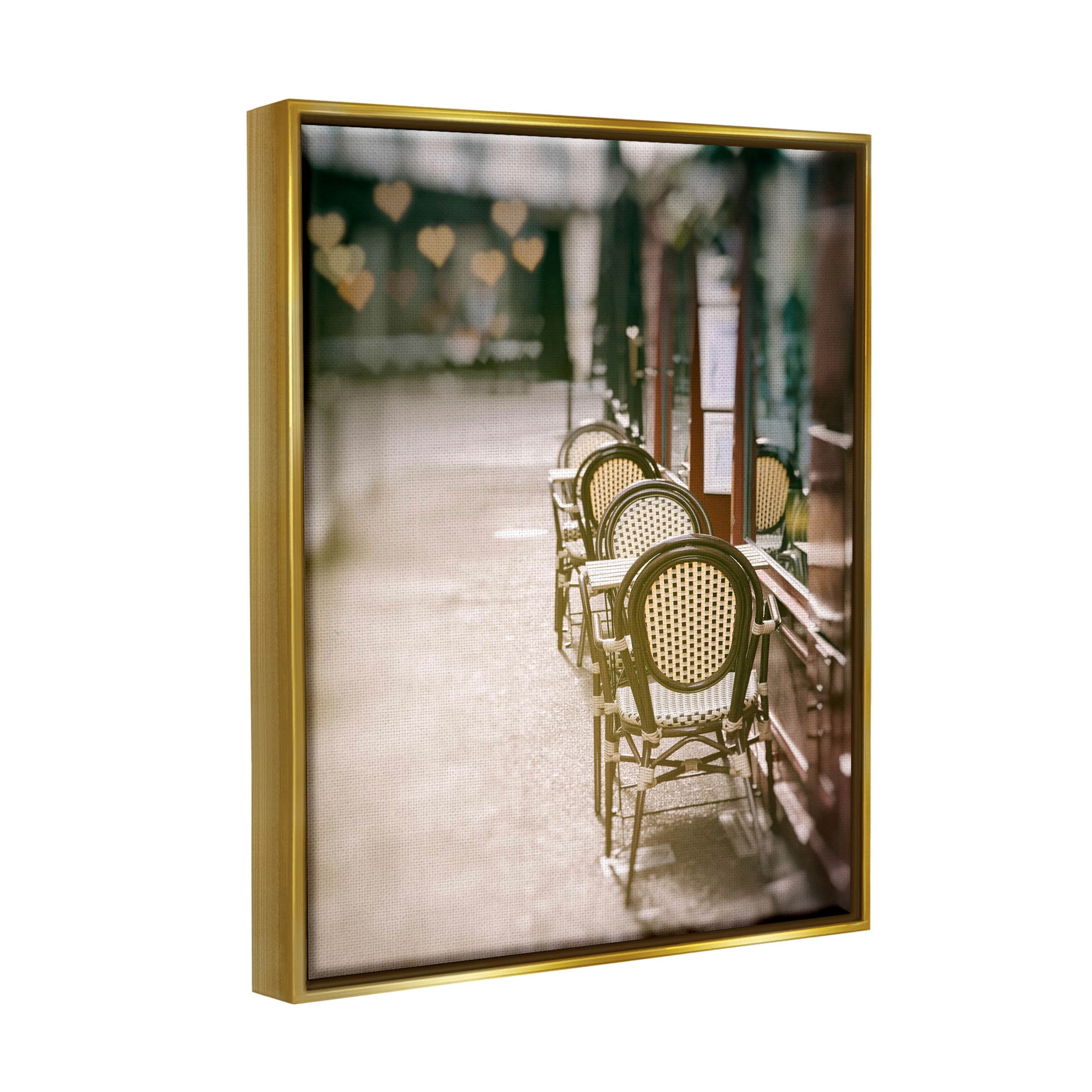 Outdoor Town Cafe Seats Town & City Photograph Metallic Gold Framed Art Print Wall Art