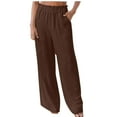 thumbnail image 6 of Women's Casual Wide Leg Palazzo Pants High Waisted Smocked Lounge Trousers with Pockets, 6 of 6
