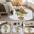 thumbnail image 5 of Summer Lemon Round Area Rug 6Ft Washable Circle Rugs for Bathroom Office, Potted Plant Black Plaid Vintage Wood Non-Slip Carpet Floor Mats Indoor Outdoor Carpet Runner Aesthetic Home Decor, 5 of 8