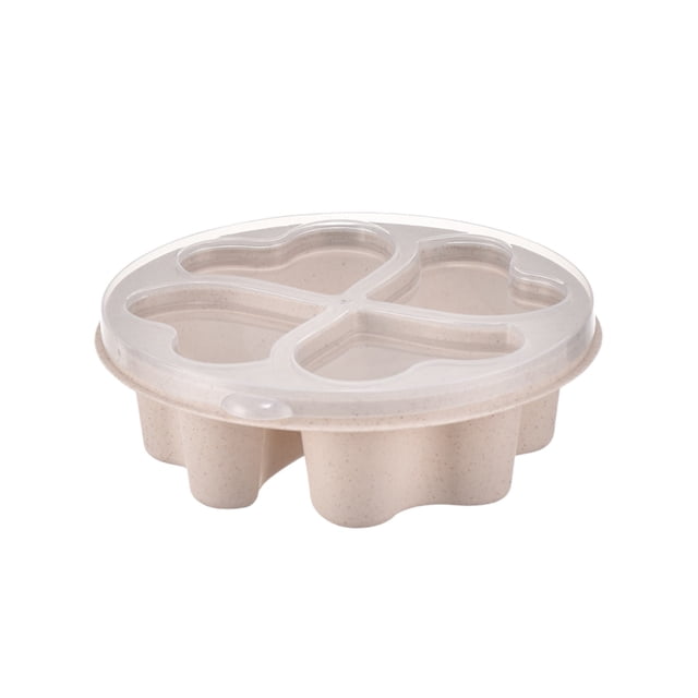 Yhmxh Utensilios de cocina Caja de dulces con forma de corazón para meriendas con pajita, cuatro compartimentos, tapa transparente y borde. Muebles para cocina Accesorios de cocina