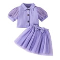 thumbnail image 1 of Birdeem 4-7 Years Girls Set Purple Short Shirt + Bow Mesh Skirt Two-Piece Set, 1 of 12