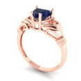 thumbnail image 2 of 1.06 ctw Claddagh Anniversary Ring for Women | Heart Cut Simulated Blue Sapphire | Hyperallergenic Solid 18K Rose Gold, 2 of 5