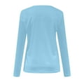 thumbnail image 5 of AXXD Womens Western Shirts Tunic Blue Basic Summer 2024 Long Sleeves Solid Color Shirts V-Neck Loose Tunic Tops Blouses, 5 of 5