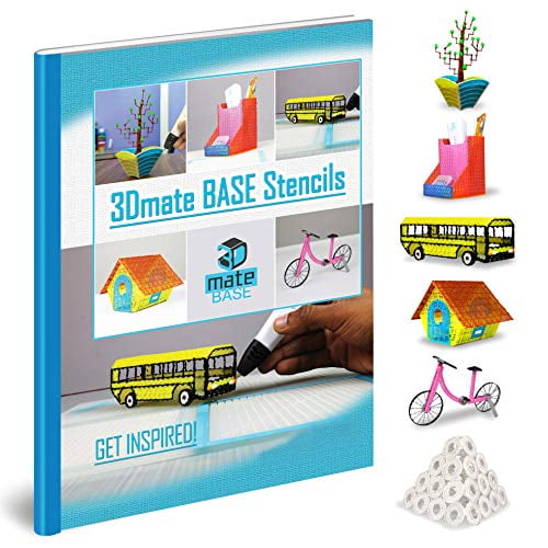 Plantillas de papel para bolígrafo 3D para maceta, soporte para bolígrafo, autobús escolar, casa de pájaros, bicicleta, compatible con bolígrafo 3D 3Dmate Base (alfombrilla no incluida)