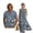 Blue Cherry Blossom, variant on Blue Palm Leaves Print Cotton Linen Couple Matching Outfits Women's Sleeveless Summer Dress with Pockets Men's Short Sleeve Button Up Shirt, 2026 Beach Vacation Dress Couple Set, Size L