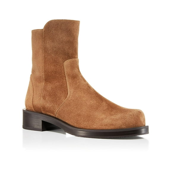 Stuart Weitzman Womens 5050 Bold Zip Bite Suede Block Heel Ankle Boots