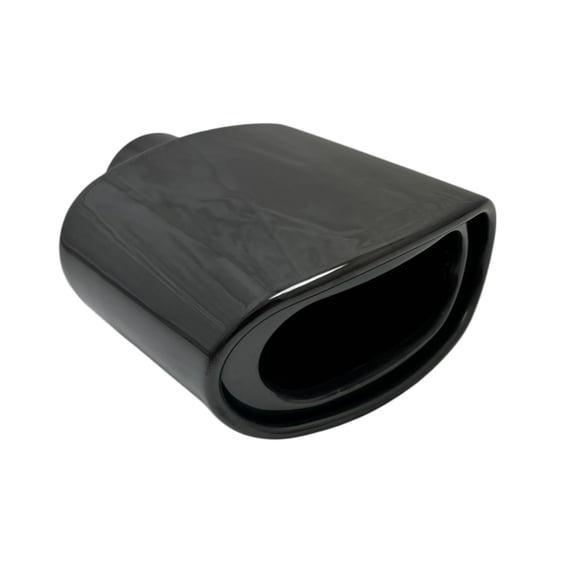 Exhaust Tip 2.25 Inlet 5.50 X 3.0 X 7.00 Long WR55007-225-BOSS-GBK-SS Double Wall Rolled Oval Resonated Black 304 Stainless Steel Wesdon Exhaust Tip
