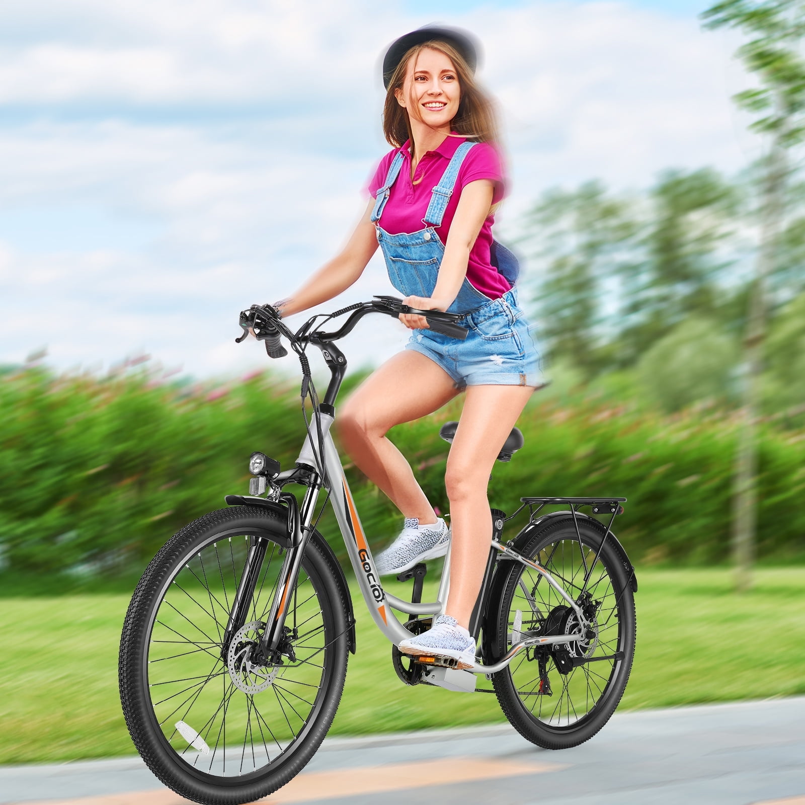 Gocio 26" Electric Bike for Adults, 750W Peak Motor Commuter E-Bike, 48V 7.8Ah Battery, 7-Speed, UL2849