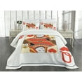 thumbnail image 3 of Ambesonne Queen Quilted Bedspread Set 3 Pcs, Playing Poker Card Deck, Queen Size, Vermilion Yellow White, 3 of 5