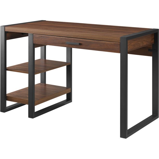 48" Wood Computer Desk with USB Port and AC Plugin Unit in Dark Walnut