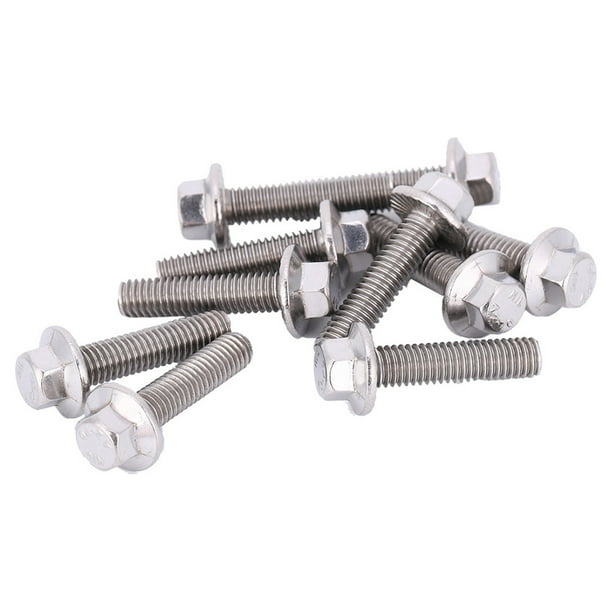 10 tornillos de cabeza hexagonal con arandela de acero inoxidable SS304 M6