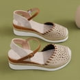 thumbnail image 5 of Women's Orthopedic Platform Wedge Sandals with Ankle Strap Summer Dressy 2026 Boho Espadrille Sandals for Beach Travel Beige 9.5, 5 of 7