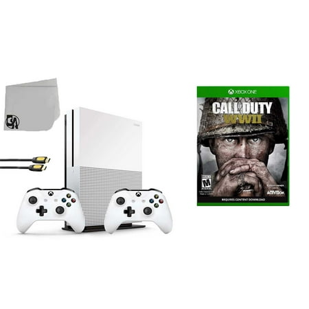 Microsoft Xbox One S 500GB Gaming Console White 2 Controller Included with Call of Duty- WW2 BOLT AXTION Bundle Like New
