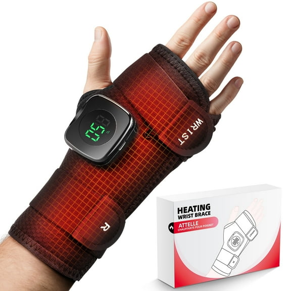 BAISEMAIN Wireless Wrist Heating Pad with Support Plate,Cordless Heated Wrist Wrap for Daily Wrist Discomfort & Tension Relief,Rechargeable Heat Wrap Pad,Gifts for Women & Men,Right Hand Black