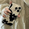 thumbnail image 3 of Cute Cartoon Black White Cat Clear Soft Phone Case Compatible with iPhone Case (Clear,iPhone 15 Pro Max), 3 of 6