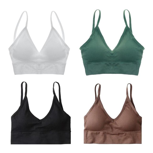 con relleno extraíble para mujer y , 4 Uds., finos, sin costuras, , camisola, Top corto, chaleco, sujeta BLESIY Chaleco bralette de algodón para mujer