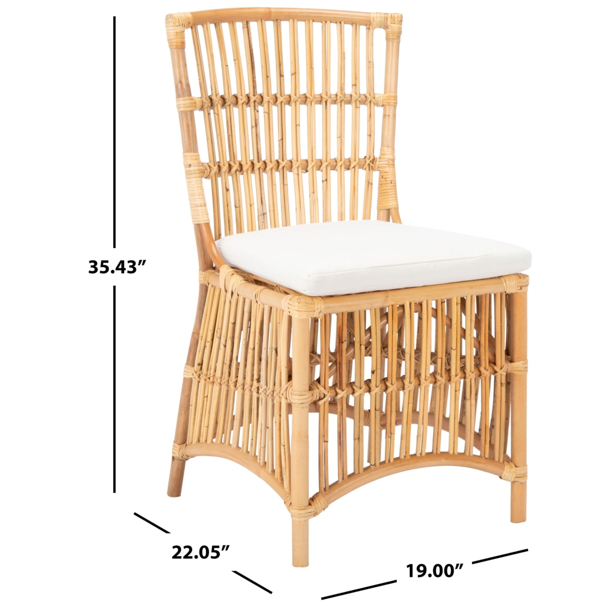 SAFAVIEH Erika Rattan Accent Club Chair w/Cushion, Natural, Set of 2