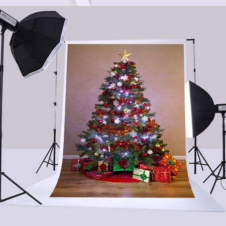 Image of GreenDecor 5x7ft Christmas backdrops Indoor lantern Christmas tree gifts christmas tree decorations