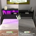thumbnail image 6 of Homieasy Full Platform Bed with Bookcase Headboard and LED Light, Black, 6 of 8