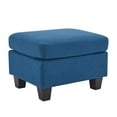 thumbnail image 2 of Danar Navy Blue Stylish Upholstered Ottoman with Elegant Birch Wood Legs, 2 of 7