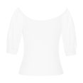 thumbnail image 3 of Timegard Going out Tops for Women Scoop Neck Mesh Puff 1/2 Sleeve Ribbed Tee Comfy Tops Summer Fashion, 3 of 7
