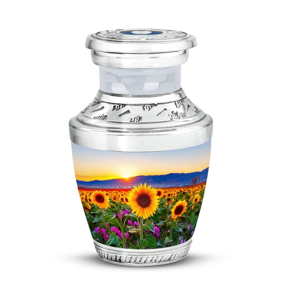 SABURIAL Sunflower Urn - Small Ashes Keepsake - 3 Inch - Pack Of 1 - Burial Urn For Male & Female - Funeral Urns For Adult Human - Decorative Urns For Adult