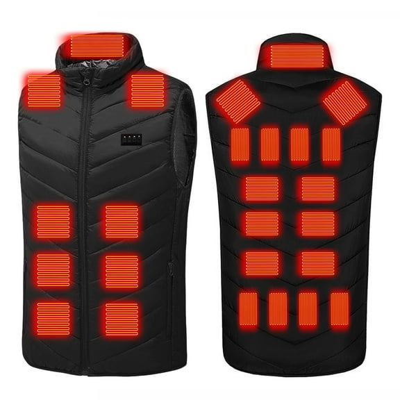 Cadancy Heated Vest for Men Womens 28 Heating Zones USB Rechargeable Washable Sleeveless Quilted Jackets Plus Size Zip Up Stand Collar Pockets Winter Thermal Outdoor Vests Coats