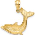 thumbnail image 4 of 14K Yellow Gold 2-D Textured Dolphin Jumping Charm (18.6 X 24) Made In United States k7420, 4 of 5