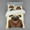 thumbnail image 2 of Ambesonne Pug Bedding Set 3 Pcs, Smart Dressed Dog Suit, Twin XL, Brown Pale Brown, 2 of 3