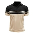 thumbnail image 6 of Afdoent Men's Polo Shirt Male Spring Summer Fashion Casual Short Sleeve Striped Shirt Lapel Shirt Color Matching Top Comfortable, 6 of 7
