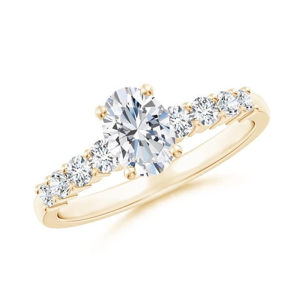 ANGARA Lab Grown Diamond Graduated Engagement Ring for Women in 14K Yellow Gold (Size-7x5mm| Color-F-G| Clarity-VS) | April Birthstone, Anniversary, Jewelry Gift for Women | Lab-Grown Diamond Ring